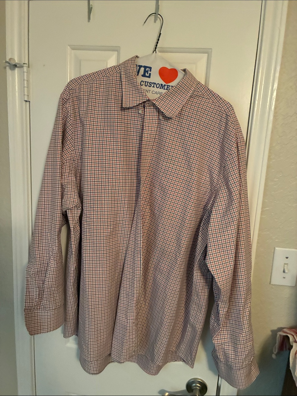 Duluth Trading Co Men's Small-Check Button-Down Shirt in Red and Blue